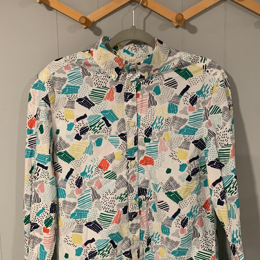 L.O.G.G. H&M Patterned Color-Block Button-Up Long… - image 3